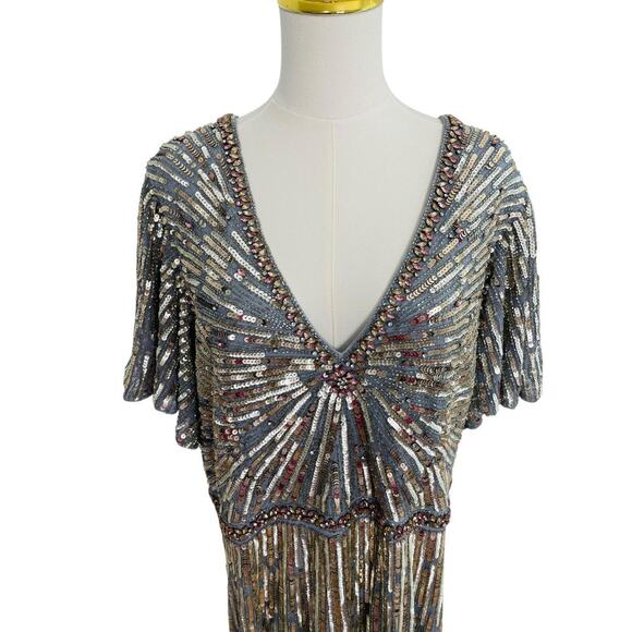 MAC DUGGAL 5538 Embellished V Neck Butterfly Sleeve Column Gown Size 20 $598 - Picture 6 of 13
